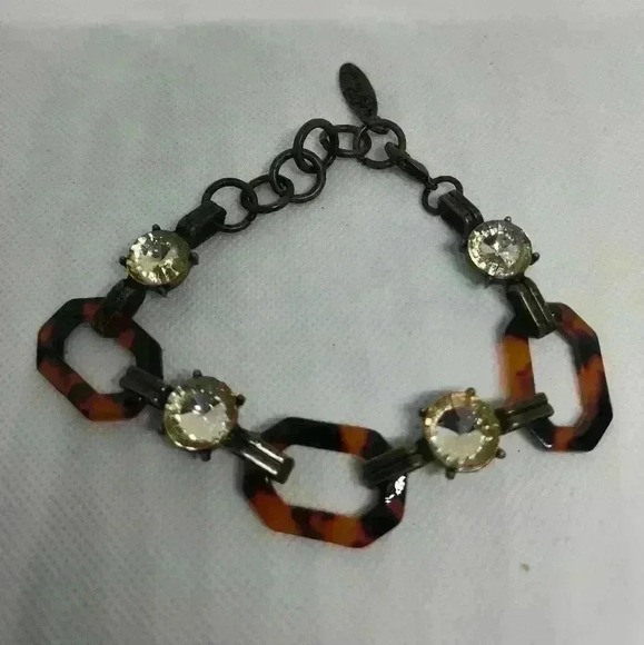 Plunder Fashion Bracelet  tortoise shell and rhinestones - Picture 1 of 1